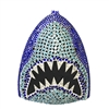 Fashion Culture Shark Attack 3D Crystal Metal Clutch Bag, Deep Blue Multi