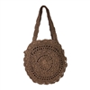 Fashion Culture Fashion Culture Macrame Straw Round Tote, Brown