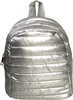 Fashion Culture Women's Quilted Puffer Metallic Mini Backpack Daypack Sling Bag, Silver