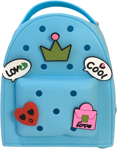 Fashion Culture Women's Graffiti Charms Silicon Mini Backpack Daypack Bag (Sky Blue)