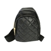 Fashion Culture Quilted Mini Sling Backpack Compact Daypack for Everyday Essentials, Black