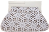 Fashion Culture Elegant Floral Lace Jute Ruched Clutch Handbag Wood Frame, Natural/White