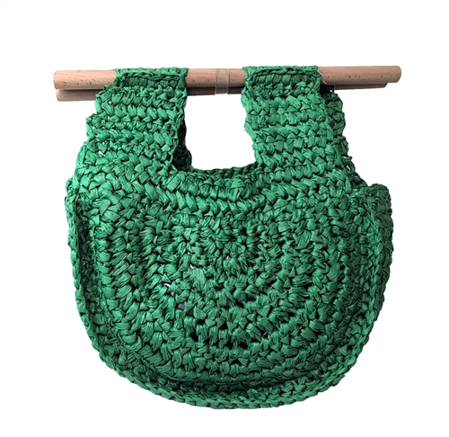 Fashion Culture Women's Millie Crochet Raffia Half Moon Clutch (Electric Green)