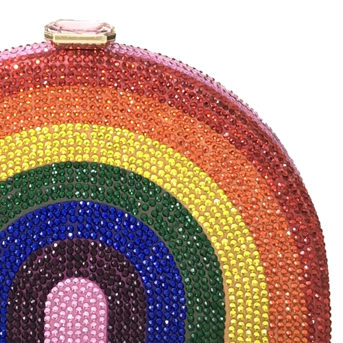 Rhinestone Rainbow Colors Clutch Purse, with Removable Strap Evening Bag  for 