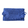 Fashion Culture Heidi Fringe Staw Slim Clutch Bag (Lapis Blue)