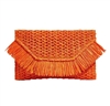 Fashion Culture Heidi Fringe Staw Slim Clutch Bag (Tiger Orange)