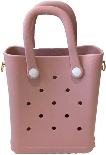 Fashion Culture Women's Reva Silicone Mini Bucket Tote Crossbody Bag (Blush Pink)