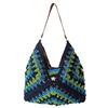 Fashion Culture Women's Pala Bohemian Crochet Patchwork Shoulder Bag (Blue Multi)