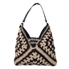 Fashion Culture Women's Pala Bohemian Crochet Patchwork Shoulder Bag (Natural/Black)