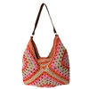 Fashion Culture Women's Pala Bohemian Crochet Patchwork Shoulder Bag (Pink Multi)