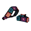 Granny Square Crochet Stretch Headband & Hair Claw Clip Set - Boho Floral Pattern in Vibrant Multicolor