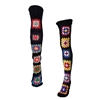 Fashion Culture Granny Square Crochet Knit Leg Warmer Thigh-High Stockings, Black Multi