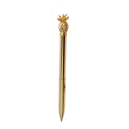 Gold Finish Pen with Pineapple Top Brass