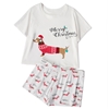 Christmas Dachshund Pajama Lounge Shorts & Crop Top Set, White