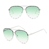 Unisex Affair Studded Aviator Sunglasses Green Lens