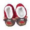 Fashion Culture Reindeer Fuzzy Slipper Socks, Red