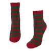 ashion Culture Elf Stripes Holiday Fuzzy Plush Socks, One Size, Red/Green