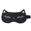 Fashion Culture Foxy Cat Ears Embroidered Sateen Sleep Eye Mask, Black | Practical & Stylish Accessory