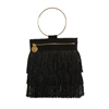 Farah + Sloane Statement Piece â€“ Farrah + Sloane Cassia Metallic Fringe Bracelet Bag, Black for Casual or Formal Wear