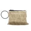 Farah + Sloane Statement Piece â€“ Farrah + Sloane Symi Metallic Fringe Wristlet Bracelet lutch, Gold for Casual or Formal Wear