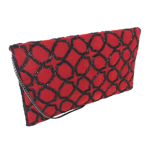 NWOT From St Xavier fashion lattice foldover clutch in maroon velvet