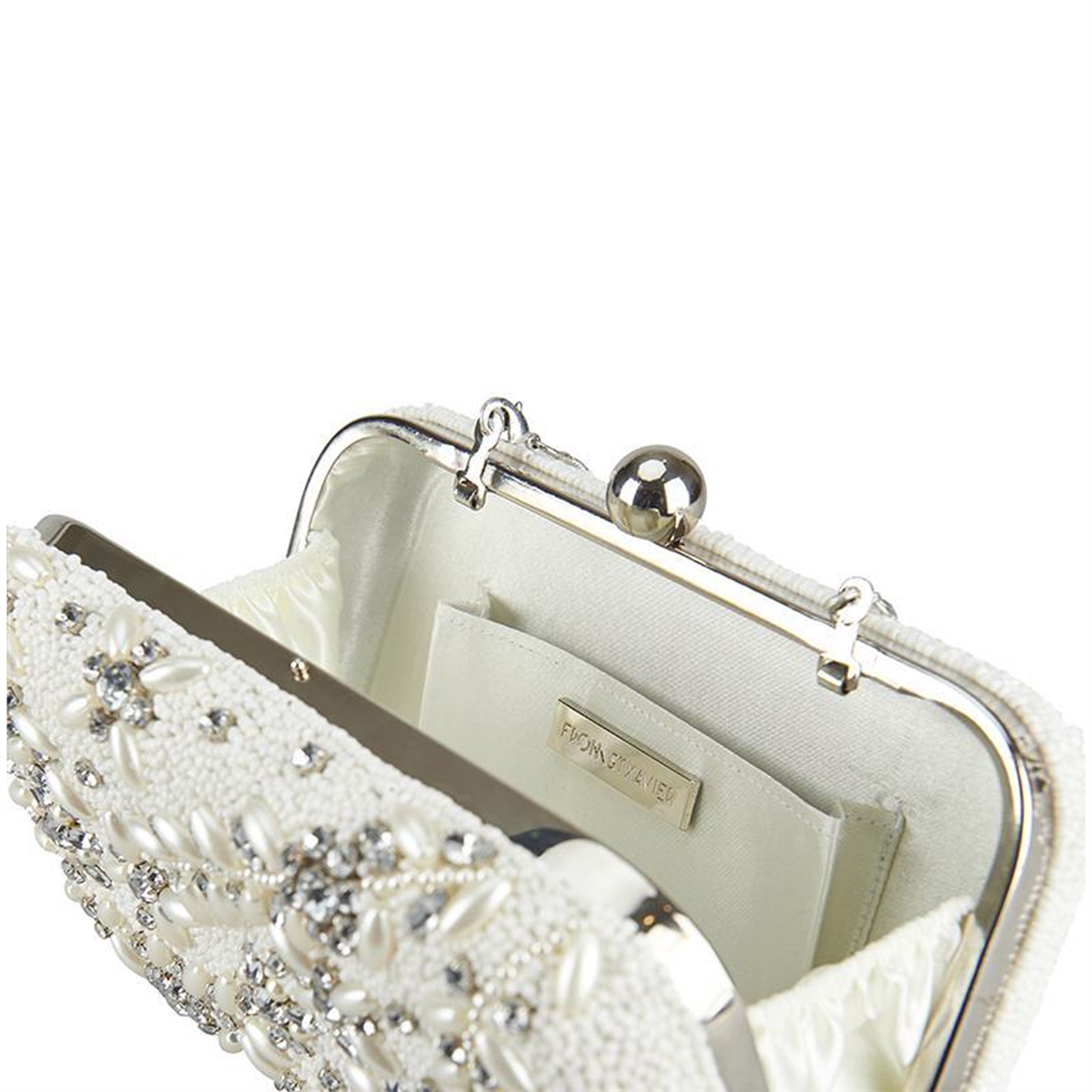 From online St Xavier Diamante Vine Box Clutch in Ivory (flawed) NWOT