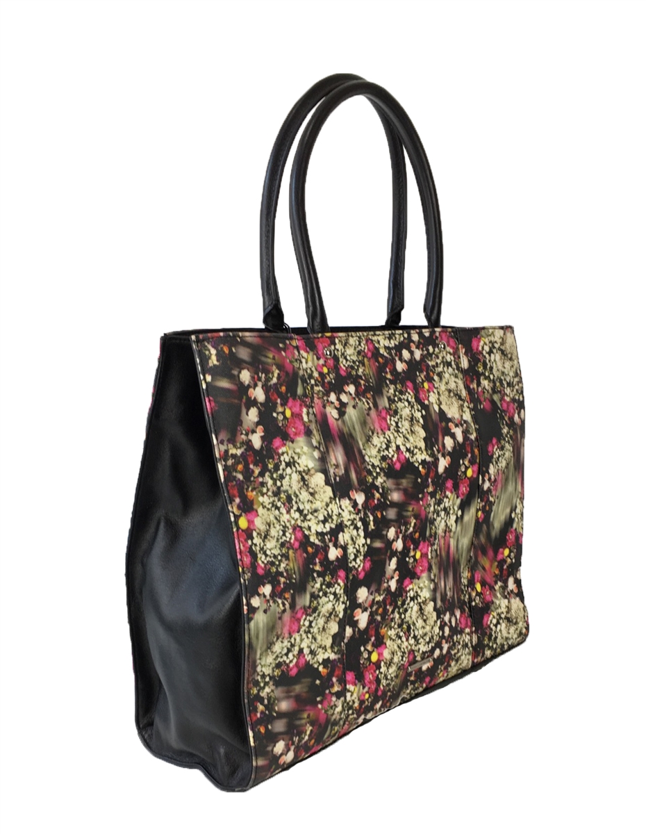 Rebecca hotsell Minkoff black floral large tote