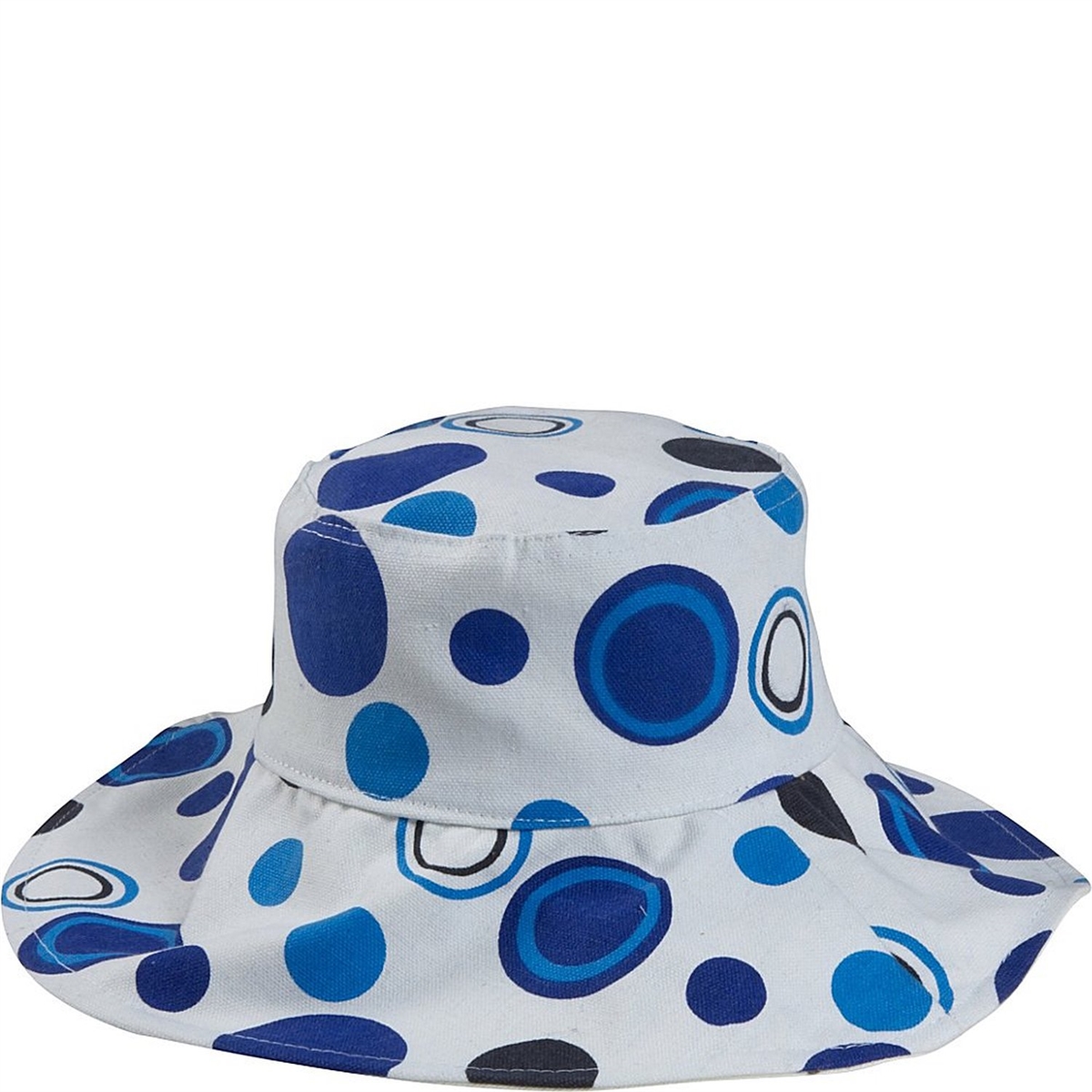 Magid Cotton Bucket Hat Reversible Oversized Dot Print/ Solid, Blue