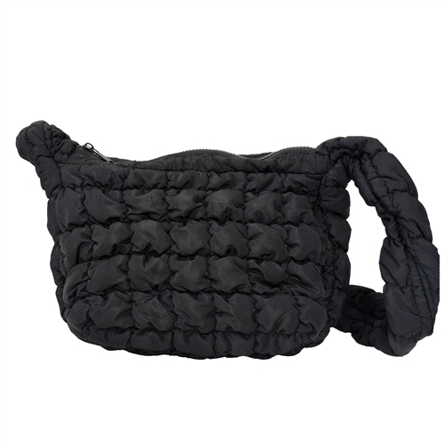 Cloudlike Quilted Puffer Hobo Sling Bag Soft and Lightweight Black Shoulder Bag for Everyday Use