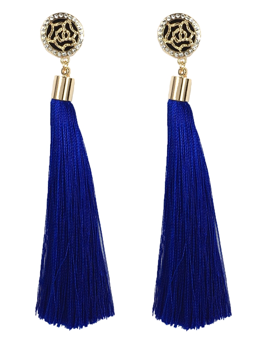 Blue hot sale earrings tassel