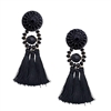 Jewelry Collection Calysta Beaded Tassel Drop Earrings, Black