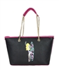 Love Moschino Aloha Surfer Girl Saffiano PVC Tote, Black Multi - Black Tote Bag for Daily Essentials