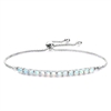 Opalite Synthetic White Opal Adjustable Slider Bracelet, Silver