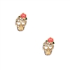 Jewelry Collection Rose Skull Pave Stud Earrings, Multi