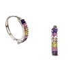 Tara Multicolor Crystal Small Hoop Earrings, Silver