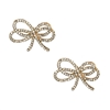 Belle Pave Double Loop Bow Stud Earrings, Gold