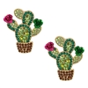 Flowering Cacti Cactus Crystal Drop Earrings, Green Multi