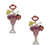 Tropical Getaway Daiquiri Cocktail Crystal Statement Earrings, Multi