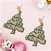 Festive "Merry Christmas" Tree Earrings with Pearls and Star Detail â€“ Holiday Statement Jewelry