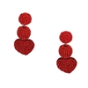 Jewelry Collection Scarlet Beaded Heart Statement Drop Earrings, Red