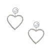 Jewelry Collection Lover Crystal Heart Drop Earrings, Silver