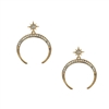 Jewelry Collection Pave Star & Moon Drop Earrings, Gold