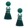 Jewelry Collection Calysta Beaded Tassel Drop Earrings, Forest Green