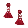 Jewelry Collection Calysta Beaded Tassel Drop Earrings, Wine Red