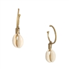 Jewelry Collection Cowrie Shell Charm Hoop Earrings, Gold