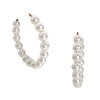 Lona Simulated Pearl Beaded 2.5" Hoop Earrings, Ivory