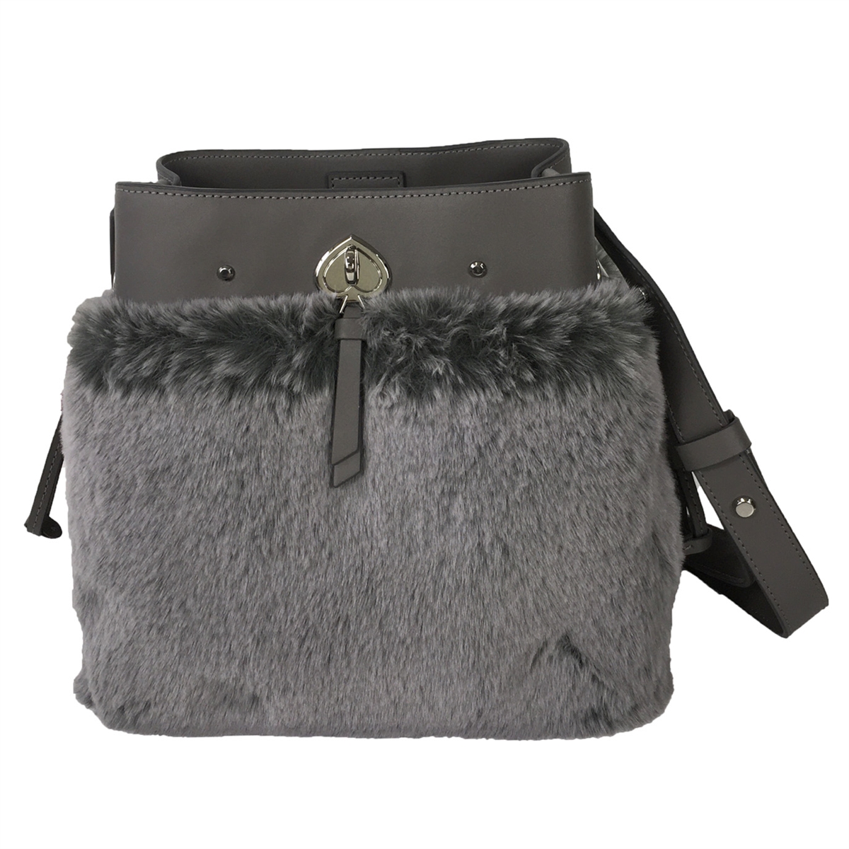 Kate Spade Fluff Embellished Faux Fur Small Bucket Bag