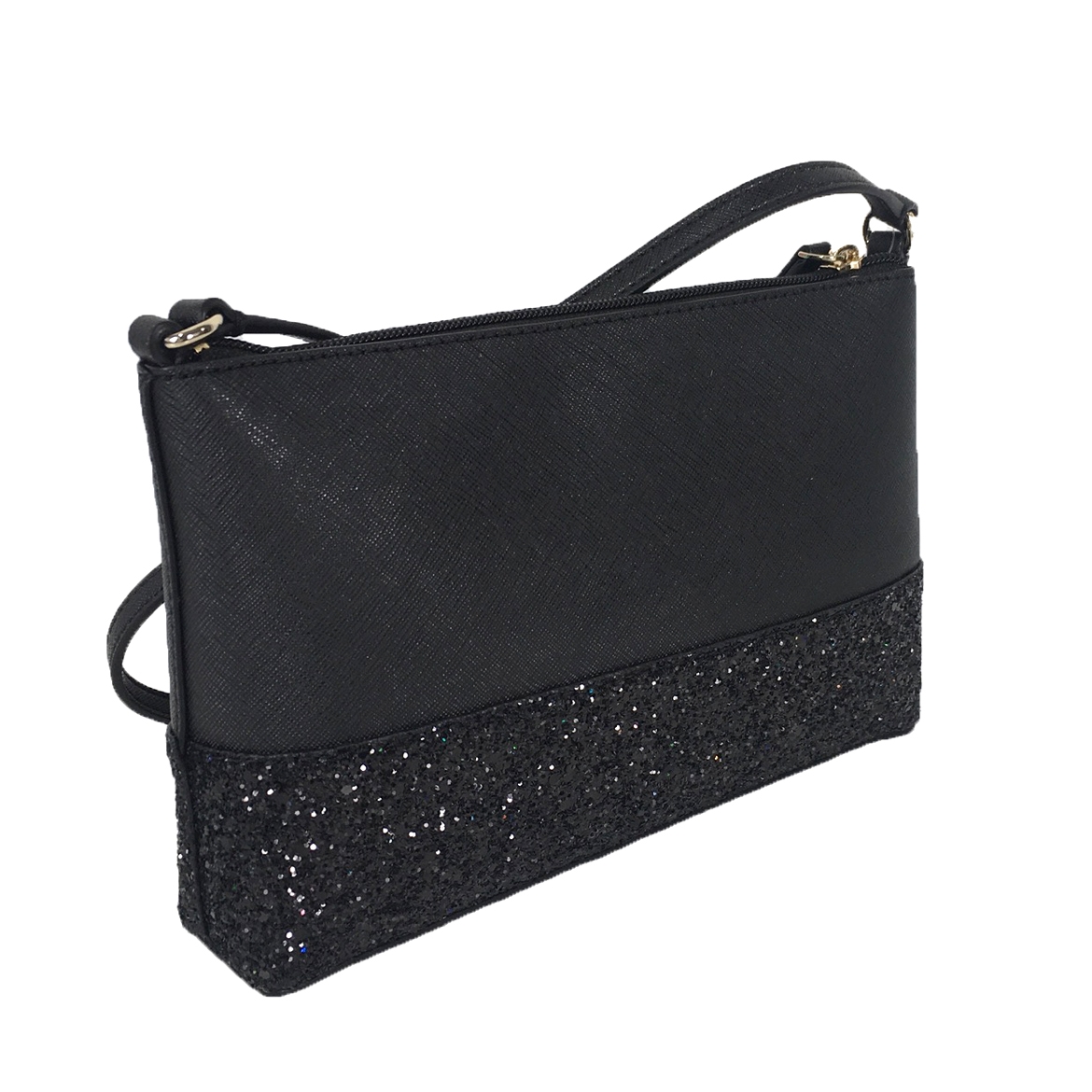 Kate Spade New York Flash Glitter Crossbody (Black): Handbags