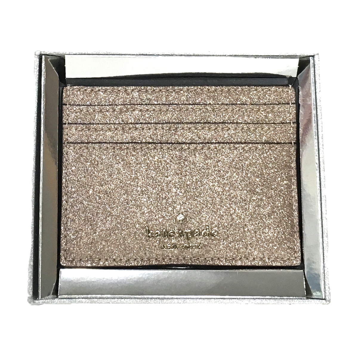 Kate Spade Joeley Tinsel Glitter Card Case Holder, Rose Gold