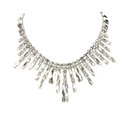 Natasha Crystal Spray Statement Necklace, Silver